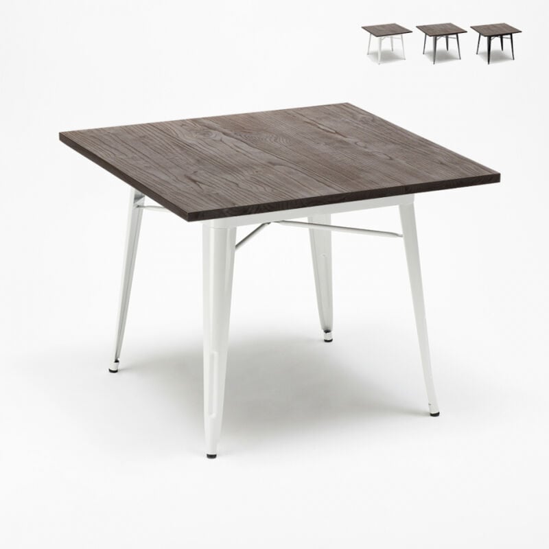 

Mesa industrial Tolix de acero metal y madera 80x80 bar y casa Allen | Color: Blanco