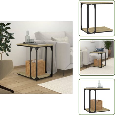 Mesa industrial - vidaXL Mesa auxiliar madera contrachapada roble Sonoma 50x35x52 cm - Mesa de almacenamiento