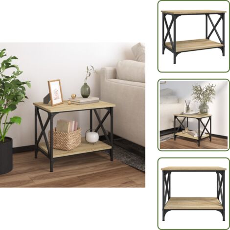 Mesa industrial - vidaXL Mesa auxiliar madera contrachapada roble Sonoma 55x38x45 cm - Almacenamiento