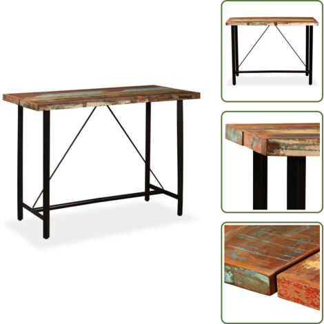 Mesa industrial - vidaXL Mesa de bar de madera maciza reciclada 150x70x107 cm - Madera maciza