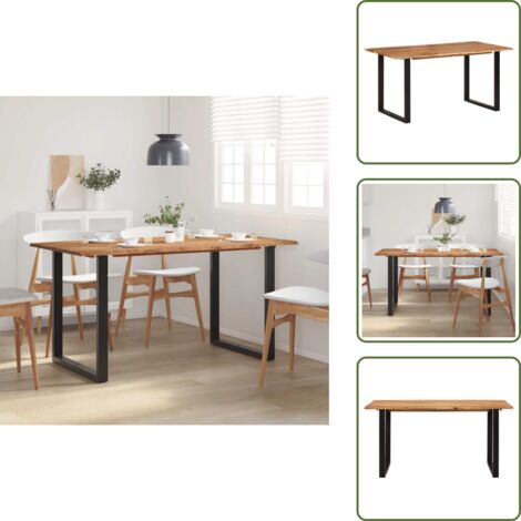 Mesa industrial - vidaXL Mesa de comedor de madera maciza de acacia 154x80x76 cm - Mesa de madera