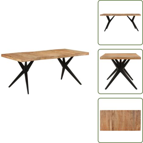 Mesa industrial - vidaXL Mesa de comedor madera maciza de acacia negra 180x90x77 cm - Mesa de comedor de acacia