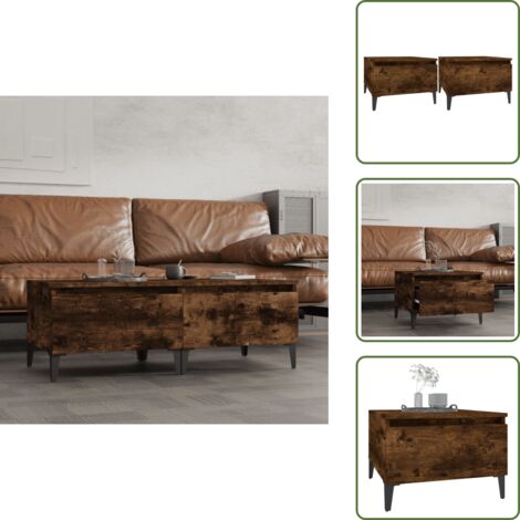 Mesa industrial - vidaXL Mesas auxiliares 2 uds contrachapada roble ahumado 50x46x35 cm - Almacenamiento