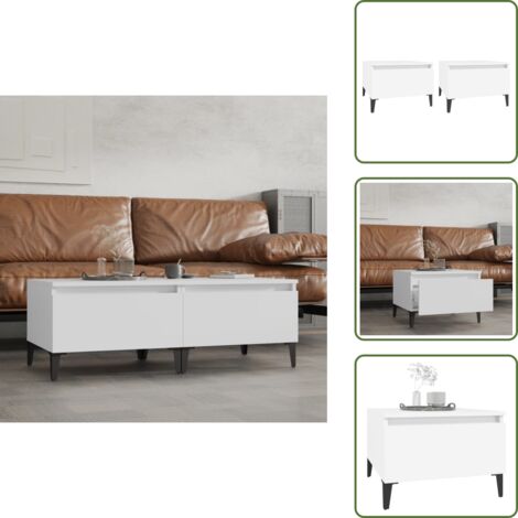 Mesa industrial - vidaXL Mesas auxiliares 2 uds madera contrachapada blanco 50x46x35 cm - Almacenamiento