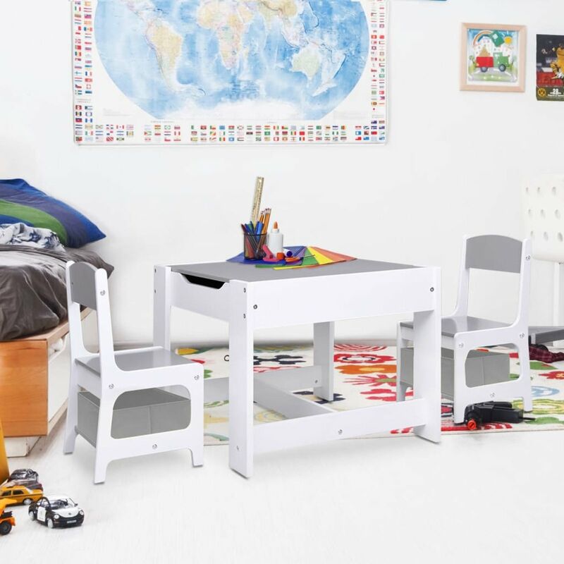 

Mesa infantil con 2 sillas MDF blanco