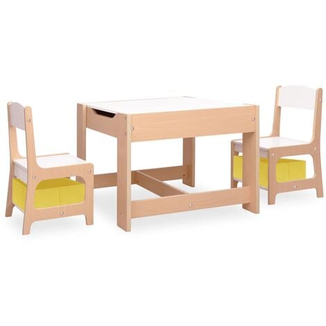 Juego de mesa con 2 sillas y 1 banco para niños Lousame pino MDF