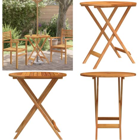 Mesa jardín plegable madera maciza de eucalipto Ø60x75 cm - Mesa plegable - Mesa de comedor exterior