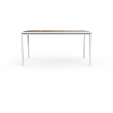 Mesa Keter PORTO 160 efecto madera y estructura blanca