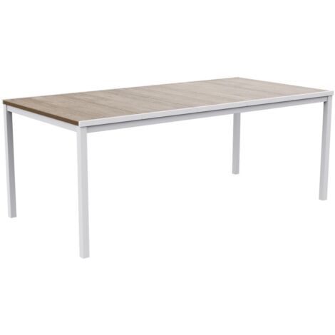Mesa Keter PORTO 200 efecto madera y estructura blanca