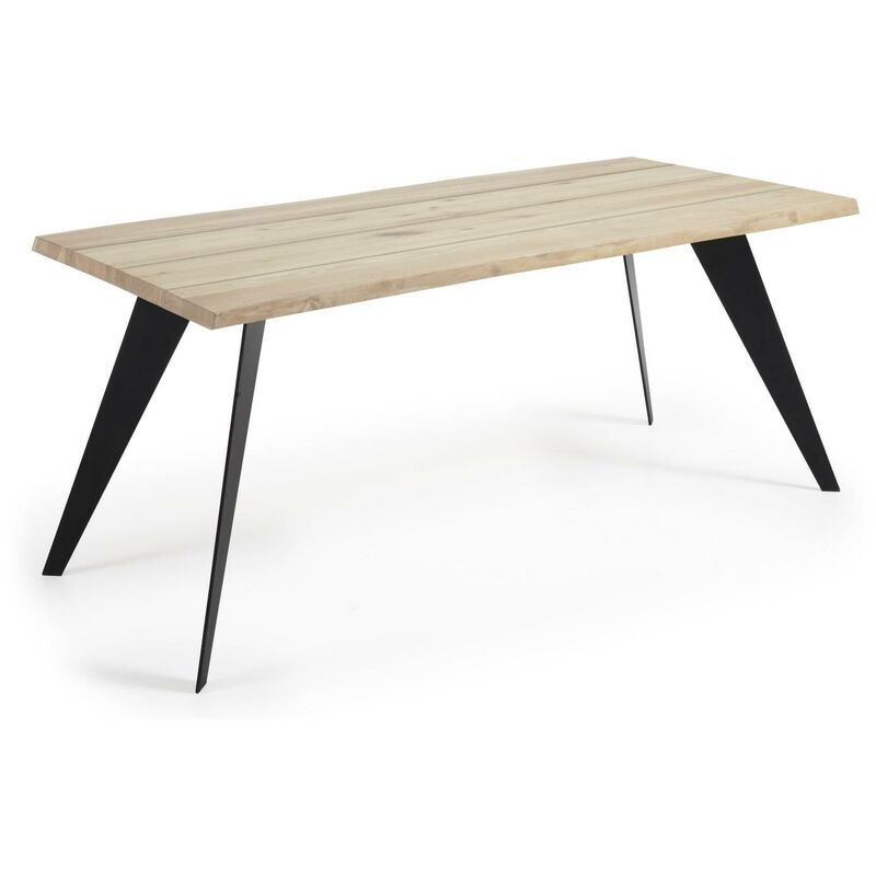 

Kave Home - Mesa de comedor Koda rectangular 180 x 100 cm de madera de roble y patas de acero en negro