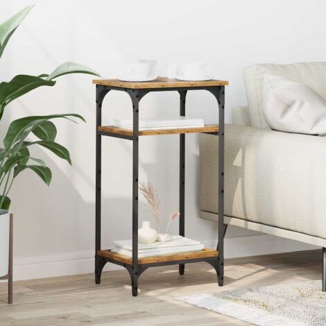 Mesa lateral con estante Madera envejecida 40 x 30 x 75 cm
