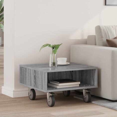 Mesa Lateral con Ruedas Gris  50,5 x 50 x 30 cm