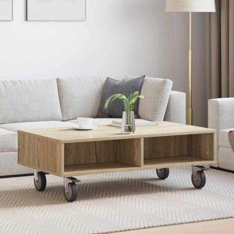 Mesa Lateral con Ruedas Roble  90 x 50 x 30 cm