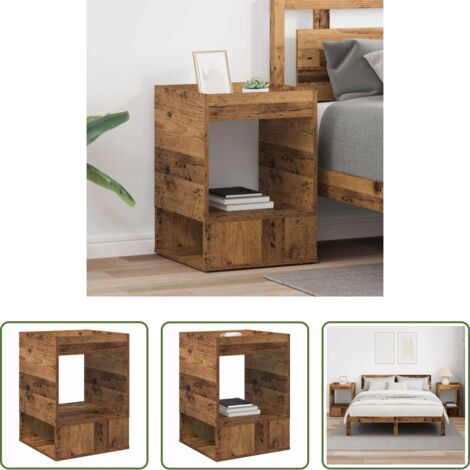 Mesa lateral -  Mesa Auxiliar 2 pcs Madera vieja 40 x 40 x 56 cm