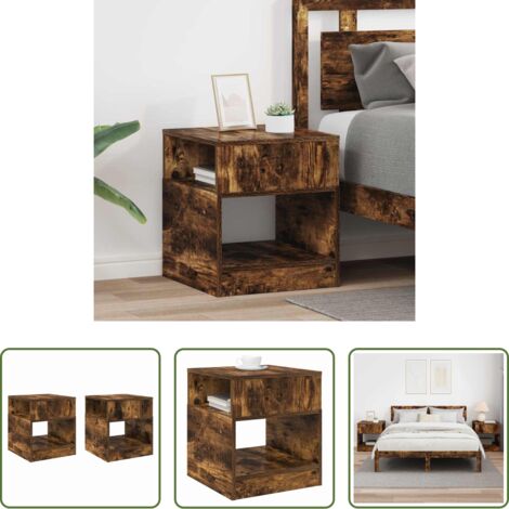 Mesa lateral -  Mesa Auxiliar 2 pcs Roble ahumado 40,5 x 40 x 45 cm