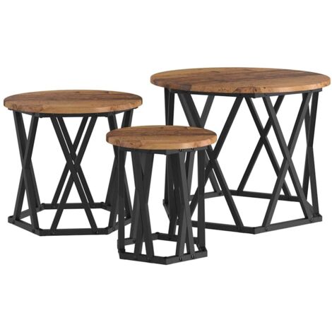 Mesa Lateral Nido 3 pcs Madera vieja 53 x 53 x 40 cm vidaXL