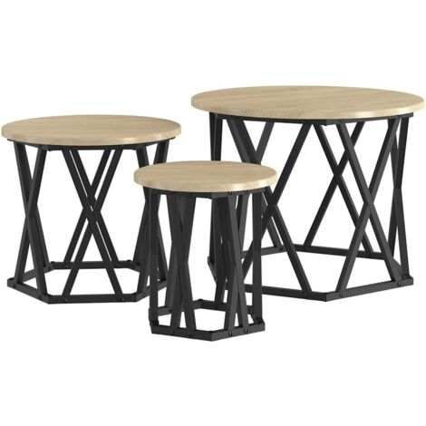 Mesa Lateral Nido 3 pcs Roble Sonoma 53 x 53 x 40 cm vidaXL