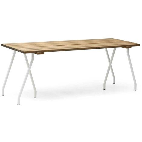 Mesa Listones Exeter Eco-Line 160x78x75cm Blanco en madera maciza gran espesor acabado Vintage Box Furniture