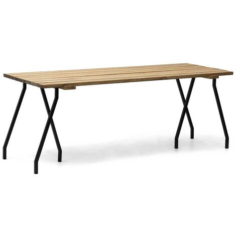Mesa Listones Exeter Eco-Line 160x78x75cm Negro en madera maciza gran espesor acabado Vintage Box Furniture