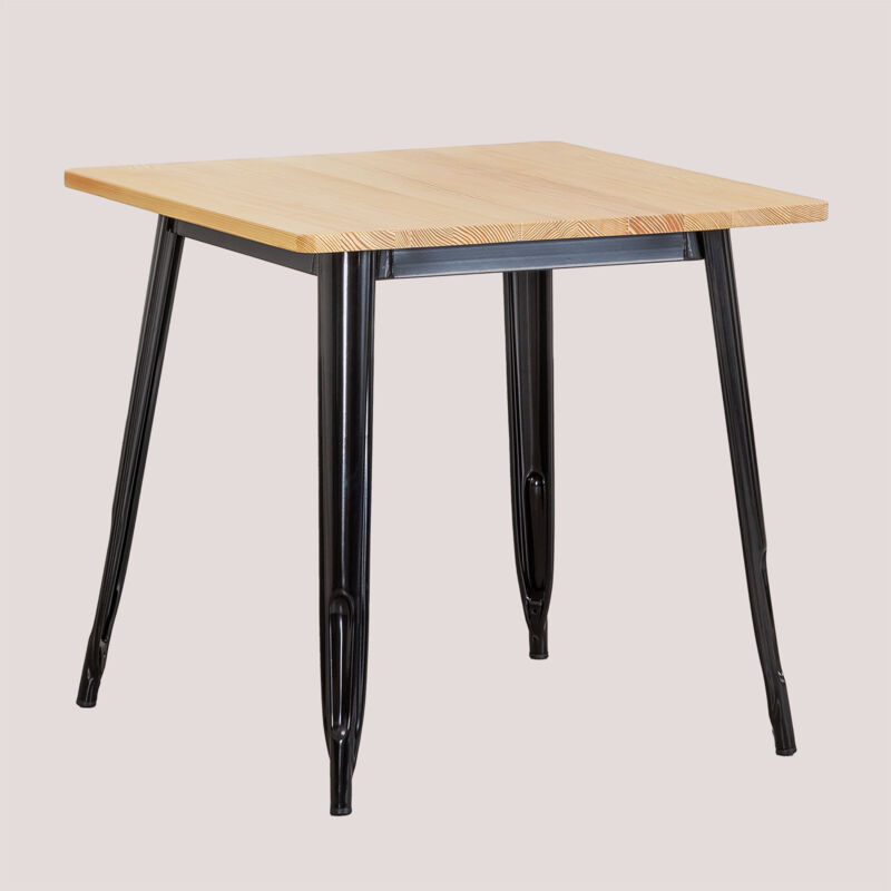 

Mesa de Comedor Cuadrada en Madera y Acero (80x80 cm) LIX SKLUM - Negro Madera Natural Brillante