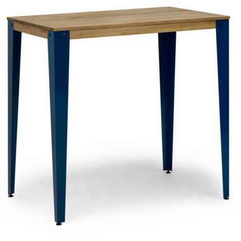 Mesa Lunds Alta 60x140x110cm Azul en madera maciza de pino acabado vintage estilo Industrial Box Furniture