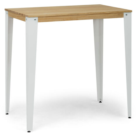 Mesa Lunds Alta 70x110x110cm Blanca en madera maciza de pino acabado natural estilo nórdico Industrial Box Furniture