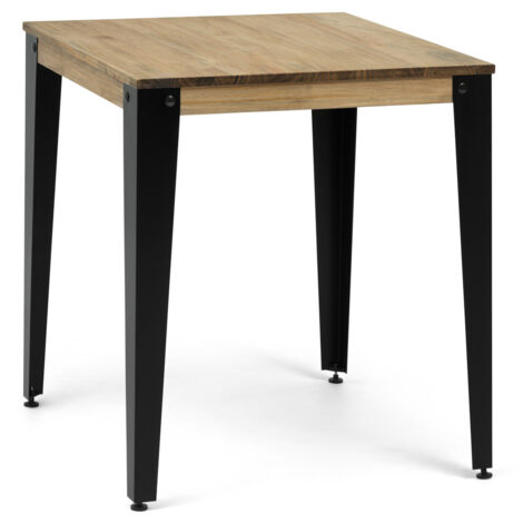 Mesa Lunds Cuadrada 90x90x75cm Negra en madera maciza de pino acabado vintage estilo industrial Box Furniture
