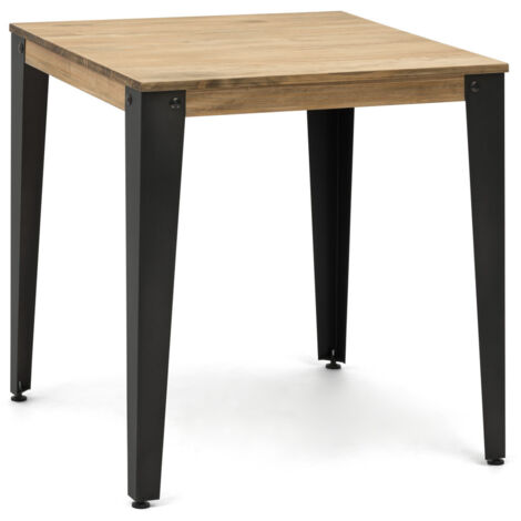 Mesa Lunds Cuadrada Acero Fume 90x90x75cm en madera maciza de pino acabado vintage estilo industrial Box Furniture