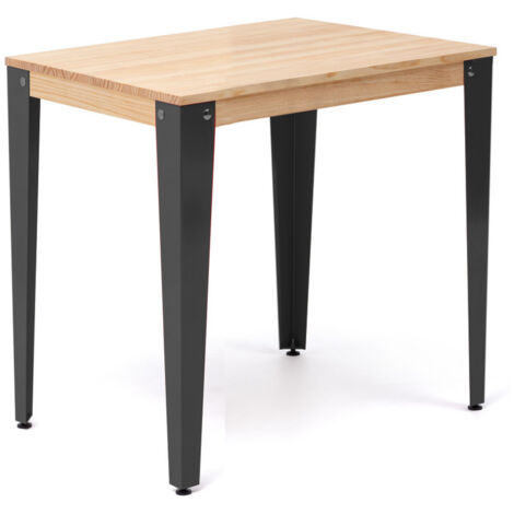 Mesa Lunds Cuadrada Negra 100x100x75cm en madera maciza de pino acabado natural estilo nórdico industrial Box Furniture