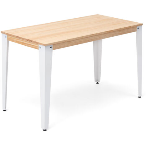 Mesa Lunds Estudio 180x90x75cm Blanca madera acabado natural estilo nórdico industrial Box Furniture