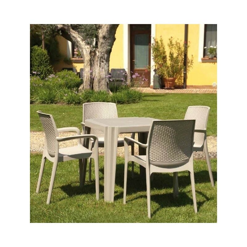 

Mesa MADIR, apilable, polimerico color yute, 75x75 cms *