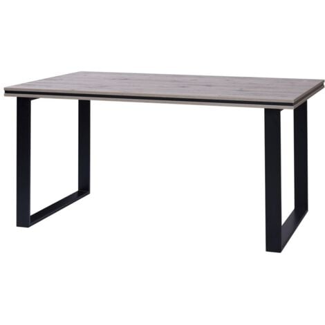 Mesa MALAGA - Estilo industrial - Color roble Wellington con patas negras - 180 x 90 x 78 cm