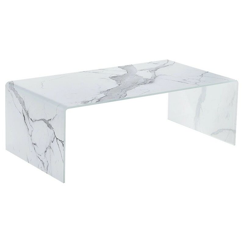 

Mesa MARBLE, baja, cristal, imitación mármol, 110x60 cms
