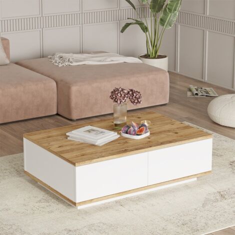Mesa Mediana Con 2 Puertas 90 Cm Pino Blanco