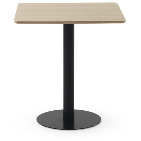 Mesa melamina fresno 70x70, pie central metalico negro