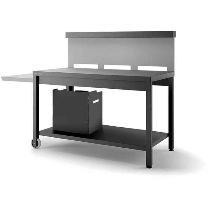 

Mesa móvil con credenza para plancha, acero negro y gris mate