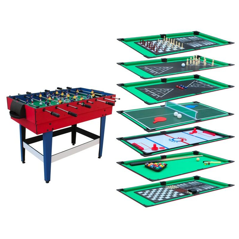

Mesa Multijuego 12 en 1 con bandejas modulables de juego, Billar, Futbolín, Ping-Pong, Hockey,,,