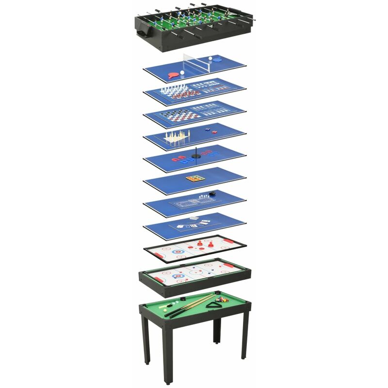 

Happyshopping - Mesa multijuegos 15 en 1 negro 121x61x82 cm
