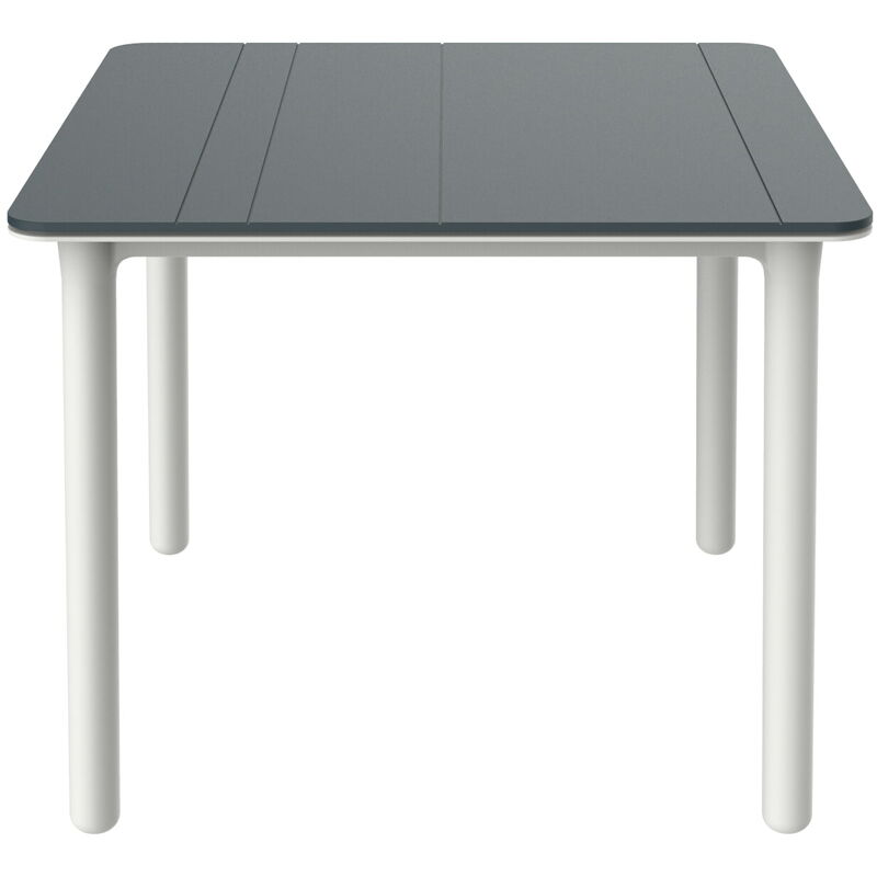 

mesa de jardín exterior cuadrada Noa 90x90 - color tablero gris oscuro, patas blancas - Resol