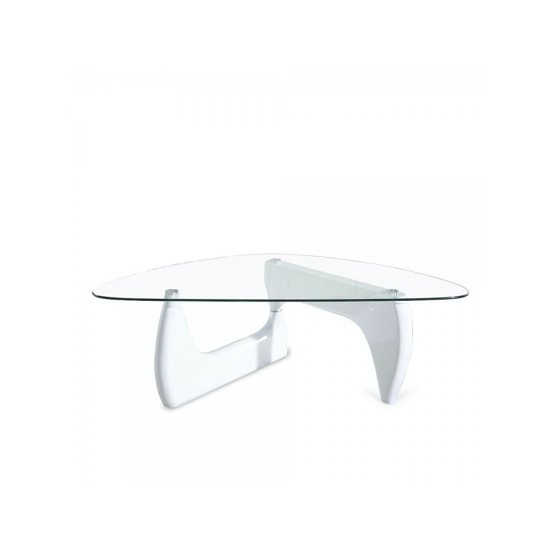 

Mesa NOGU, baja, lacada blanca, cristal, 120x70 cms