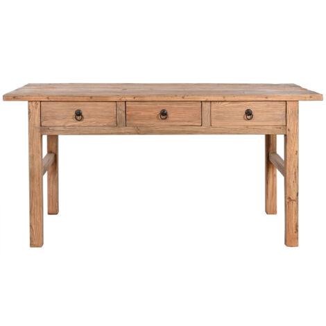 Mesa Olmo Macizo 169X75X85 3 Cajones Natural