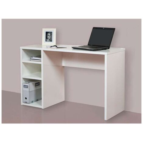 Mesa Ordenador de Melamina Blanco Soft con 3 Estantes Ref.1606-BS