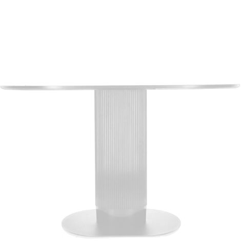 Mesa ovalada Maxim blanca 120x70 cm con listones para 5-6 personas