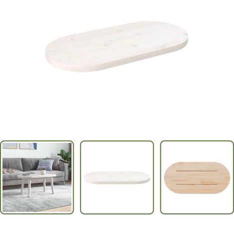 Mesa ovalada -  Tablero de mesa ovalado madera maciza pino blanco 80x40x2,5 cm