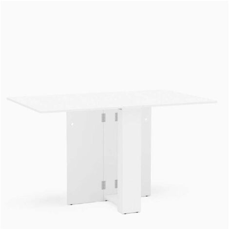 Mesa para cocina, comedor abatible acabado blanco, 17.4+134.2cm(ancho) 75cm(altura) 80cm(fondo).