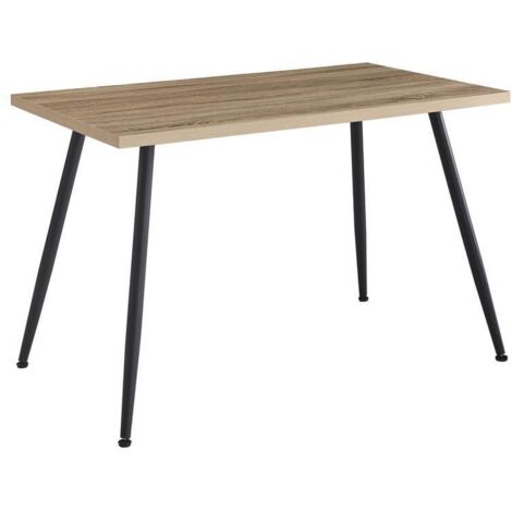 Mesa para cocina, comedor fija Md-Peter acabado roble/negro, 120cm(ancho) 75cm(altura) 70cm(fondo).