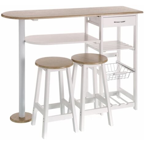 Mesa para cocina de bar moderna de madera blanca Basic -