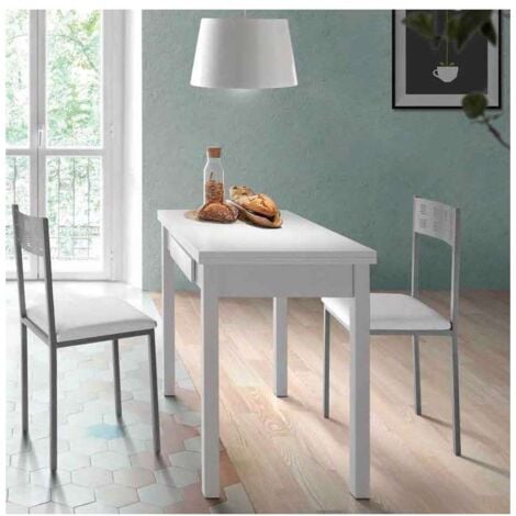 Mesa de cocina rectangular blanca y roble Nube de 40 x 77 x 80 cm