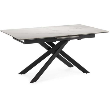 Mesa para comedor extensible Md-Darío acabado blanco mate, 160/200cm(ancho) 76cm(altura) 89.50cm(fondo).
