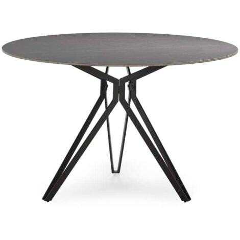 Mesa para comedor redonda fija Md-Malena acabado cerámica gris claro, 120cm(ancho) 76cm(altura) 120cm(fondo).